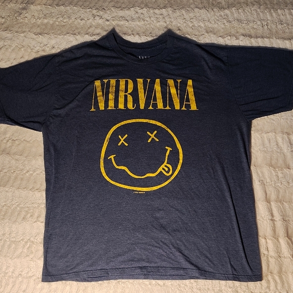 NIRVANA Navy and Yellow Tee - Picture 1 of 4